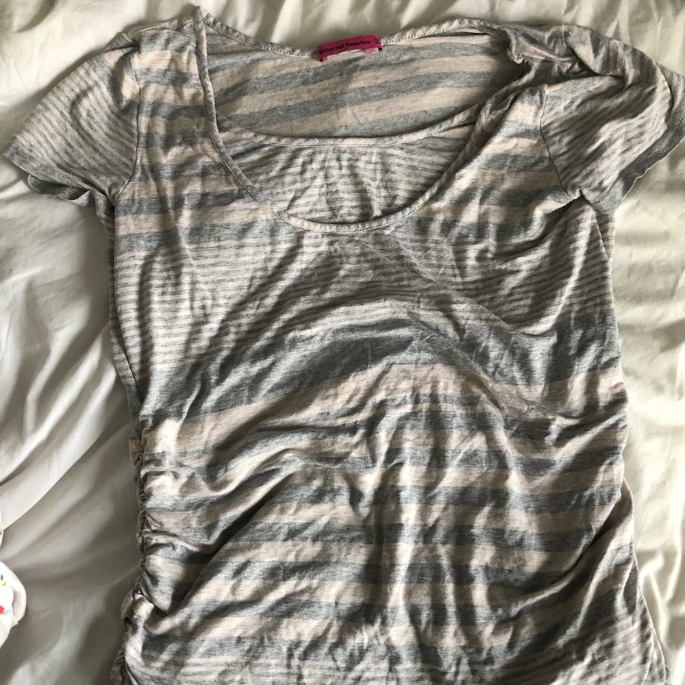 Striped maternity and nursing shirt